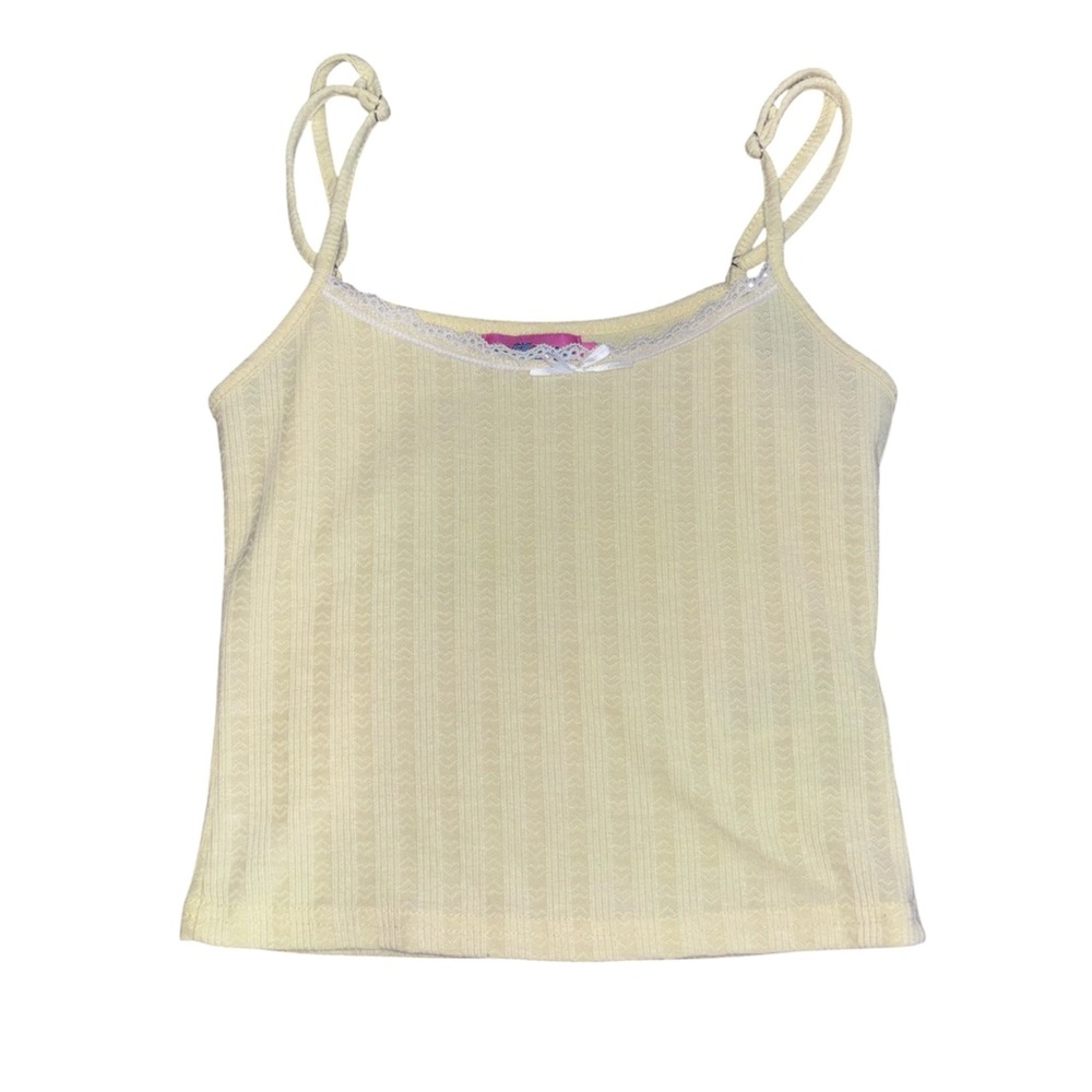 yellow edikted bow crop cami